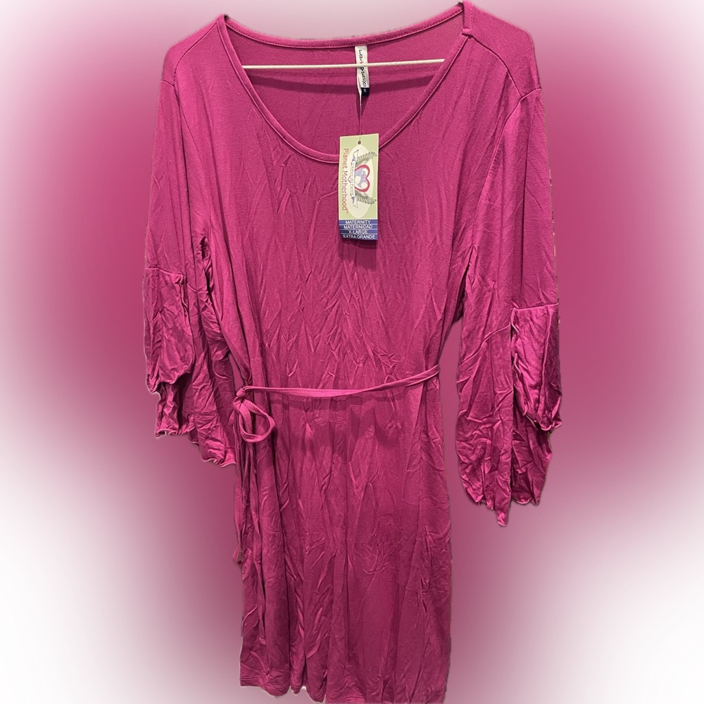 Planet Motherhood Fuchsia Tie-Waist Maternity Top NWT